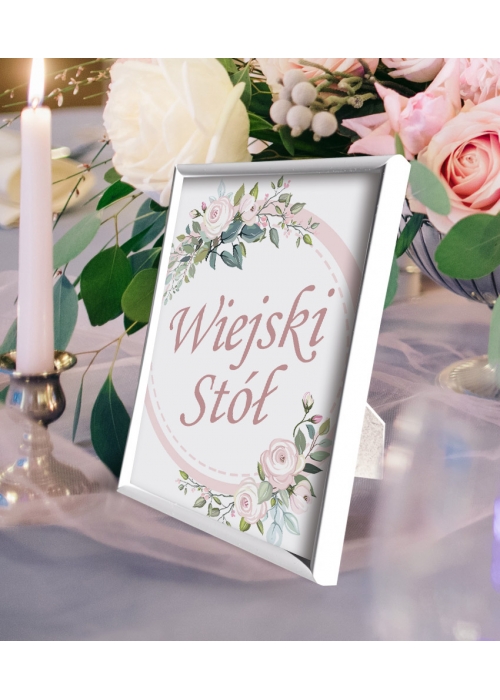 Stół wiejski kwiatowe pudrowy róż