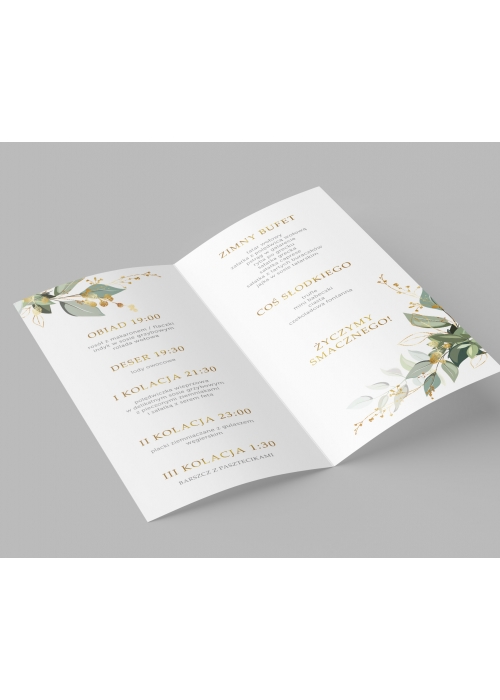 Menu Boho Greenery Inicjały