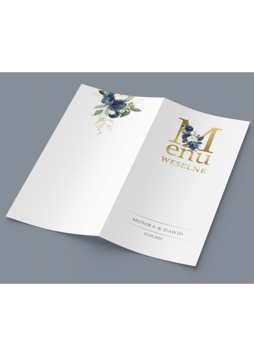Menu boho inicjały granatowe