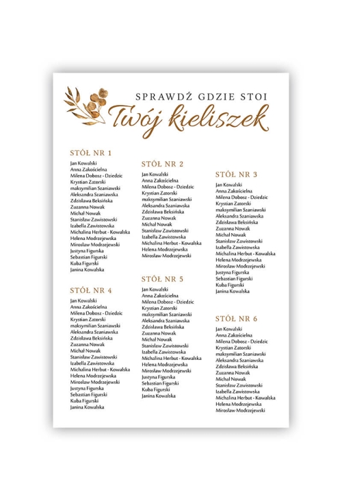 Plan Stołów kwiatowe Beżowe trawy