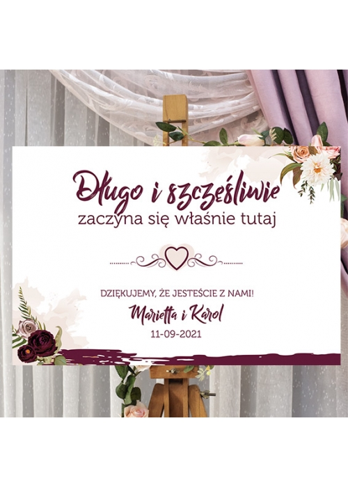 Tablica Powitalna boho bordo