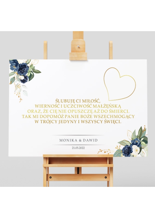 Przysięga Małżeńska boho inicjały granatowa
