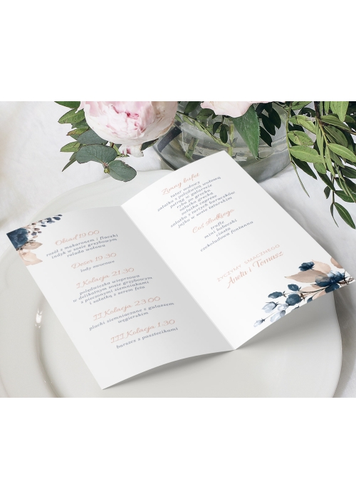 Menu kwiatowe granatowa róża
