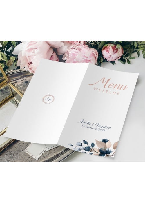 Menu kwiatowe granatowa róża