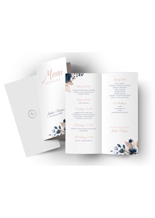 Menu kwiatowe granatowa róża