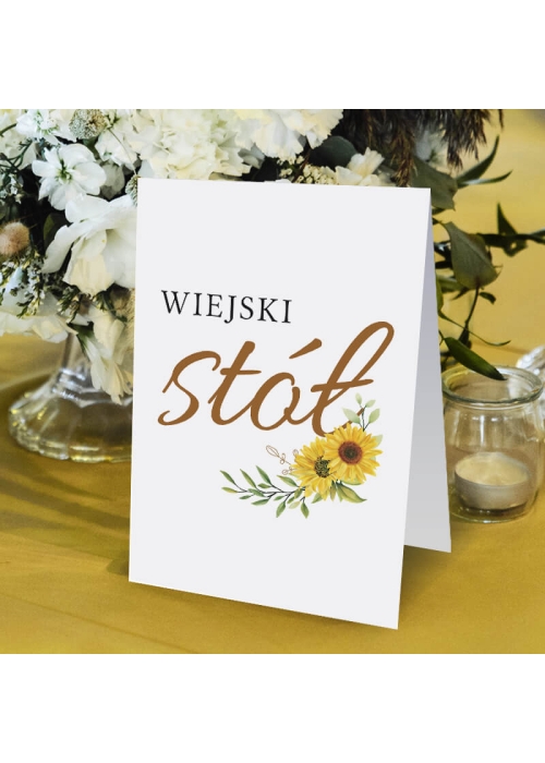 Numery stołów weselnych Słoneczniki - jednokartkowe