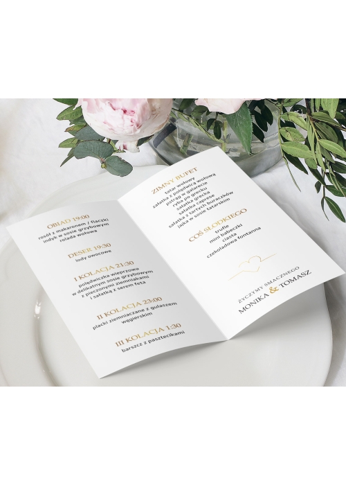 Menu minimalistyczne złoto z czerwienią