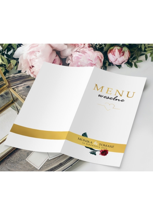 Menu minimalistyczne złoto z czerwienią