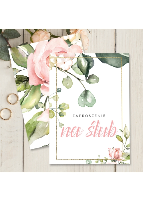 Zaproszenie ślubne z różą – pastelowy romantyzm i klasyka