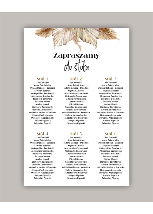 Plan Stołów Suszone Liście