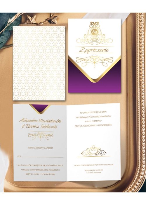 Royal Fuchsia – różowe zaproszenie ślubne glamour