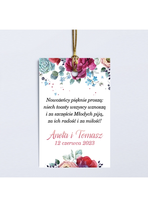 Zawieszki na butelki rustykalne polne kwiaty
