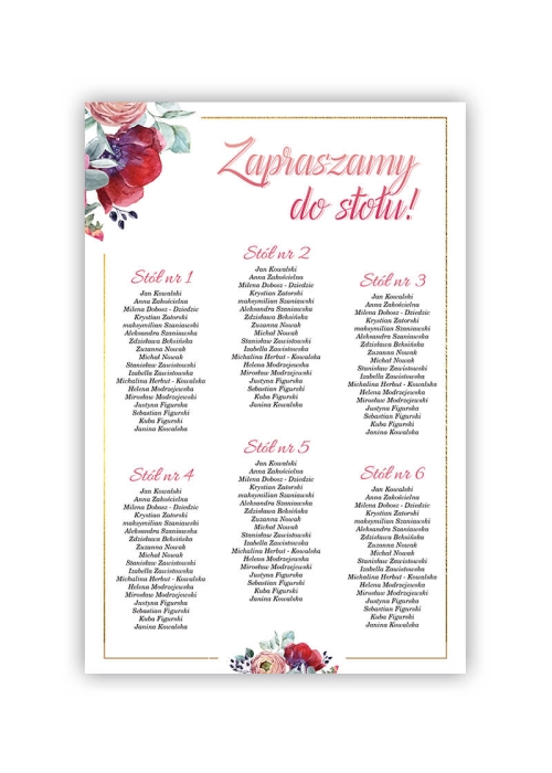 Plan Stołów polne kwiaty