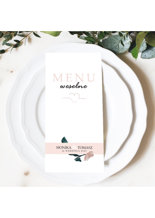 Menu subtelne pudrowy róż