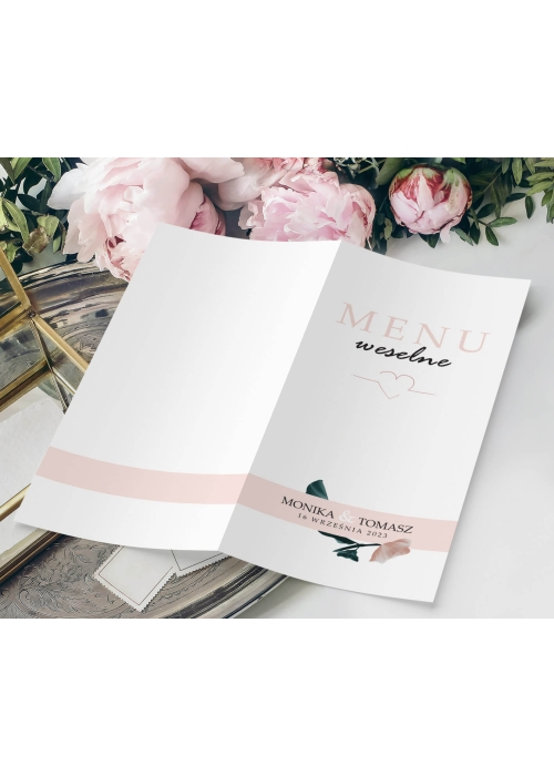 Menu subtelne pudrowy róż