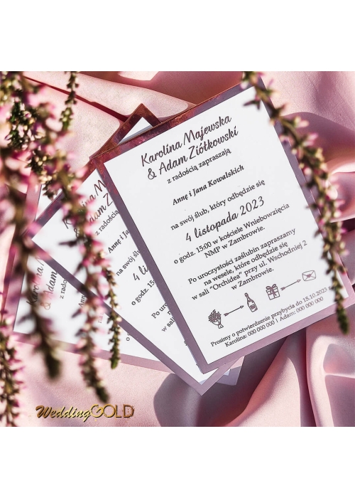 zaproszenia slubne glamour rose gold