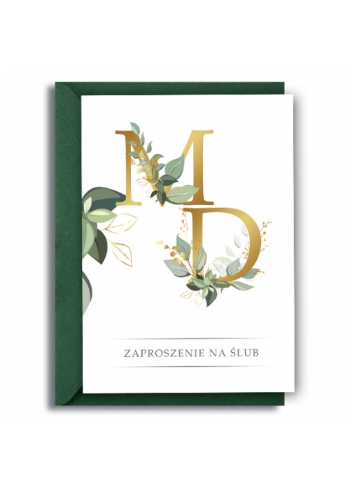 Próbka Zaproszenia ślubne Boho Greenery Inicjały