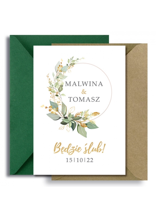 Próbka Zaproszenia ślubne boho wianek
